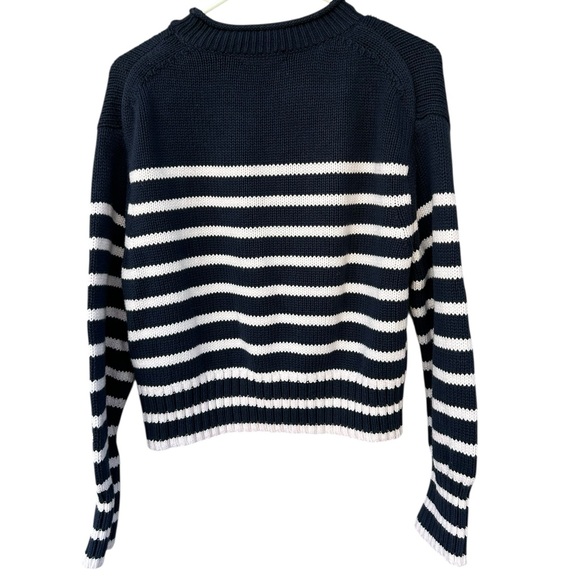 J. Crew Heritage Cotton Rollneck Sweater - Size Small - Navy Blue & White Stripe - Picture 10 of 13